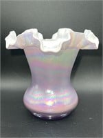 Fenton Lavender Iridescent Ruffled Edge Vase