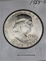 1958 d BU Franklin Half Dollar