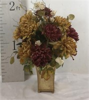 Silk Flowers in Metal Vase