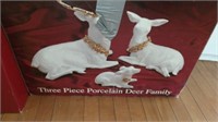 Three pc porcelain deer family, Lenox Santa with