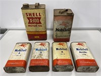 2 Box Lots Oil Tins Inc. Mobil & Shell