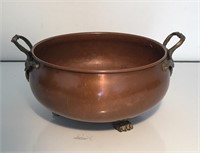 COPPER FOOTED BOWL / PLANTER BRASS HANDLES