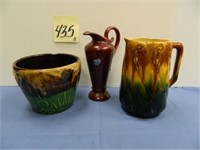 (3) Pottery Majolica Style Pieces