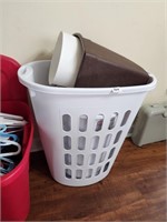 Laundry Basket & Garbage Cans Lot