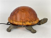 Andrea by Sadek Cast Iron Art Glass Turtle Lamp