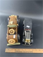 Lot of 2:  Toy car with broken wheels and a 1920s