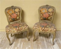 Louis XV Style Floral Carved Parlor Chairs.