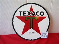 12" TEXACO PORCELAIN SIGN - 1980'S
