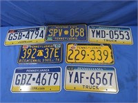 7 Vintage PA License Plates