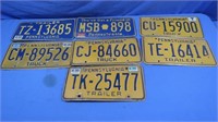 7 Vintage PA License Plates