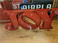 Lighted Metal JOY sign. Battery operated. 23" lon