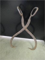LARGE CAST IRON ICE TONGS 25"TALL
