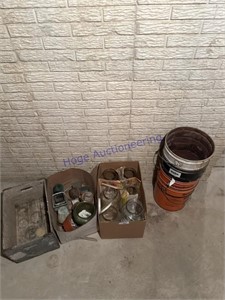 5-GAL BUCKETS, 6 LARGE JARS, OTHER MISC, IN CELLAR