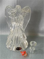 DePlomb lead crystal angel candle holder