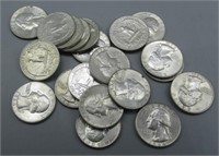 (20) 1964 Washington 90% Silver Quarters. Nice.