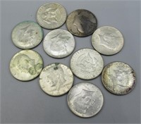 (10) Assorted Dates 1965-1969 Kennedy 40% Silver