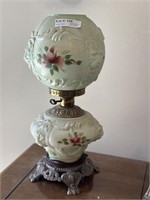 Parlor Lamp Hand painted Floral with Lion Faces in