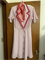 Vintage Red and White Polka Dot Dress with Complem