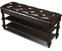 E EYOUPINO, VINTAGE LEATHER SHOE BENCH MADE WITH