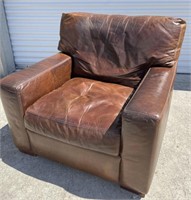 American leather club chair worn leather style
