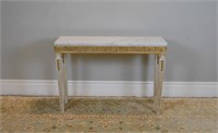 French marble top and gilt painted console table