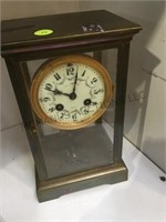 Antique Clock, French enameled face crystal