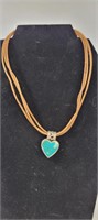 Necklace w/Turquoise Style& Sterling Silver Heart