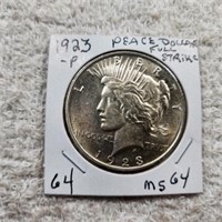 1923P Peace Dollar Full Strike MS63