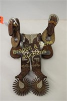 SINGLE MOUNTED SPURS WITH LEATHER SPUR STRAPS