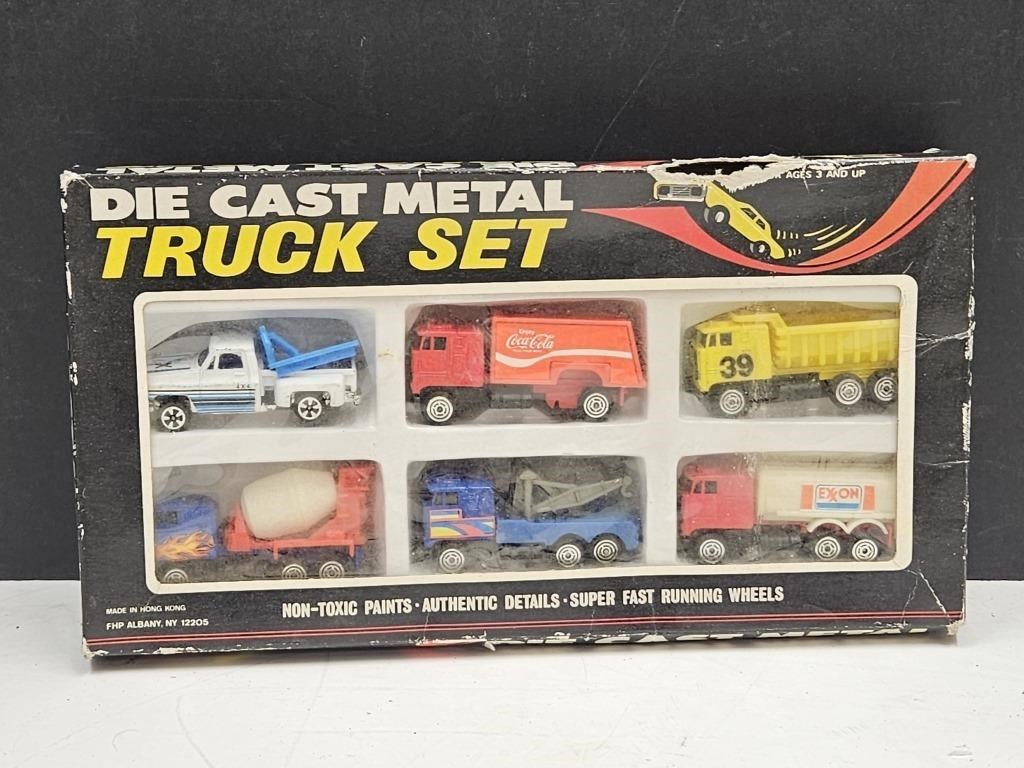 Vintage Die Cast Metal Truck Set Coca Cola Exxon