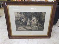 FRAMED ANTIQUE PRINT "LITTLE LADY BOUNTIFUL"