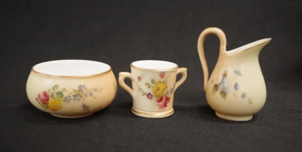 Set three hand painted Royal Worcester miniatures