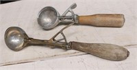 ANTIQUE KITCHENWARE: 2 EARLY ICE CREAM SCOOPS