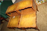 PR OF VINTAGE 2 TIER COFFEE TABLES-1 HAS COND. ISS