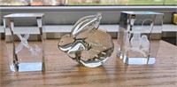 LOT OF 3 GLASS PAPERWEIGHTS