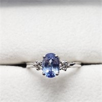 Certified 10K Ceylon Sapphire(1.1ct) Diamond(0.1ct