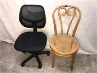 Rolling Office Chair & Wooden Dining Chair