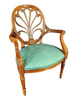 HICKORY CHAIR CO. CARVED PLUME BACK ARM CHAIR