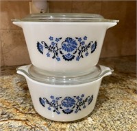 Pair of Vintage Pyrex Willow Blue/Blue Onion