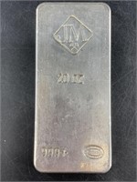 20 OZT bar of .999 Fine Silver from JM Bullion