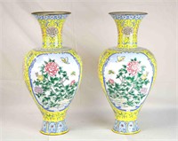 Pr Large Chinese Enamel on Vases