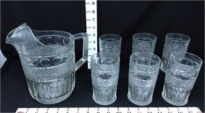 Imperial Glass Water Pitcher w/(6) Glasses