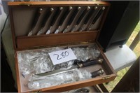 STAG HANDLE SILVERWARE SET, NICE CASE, ALL NEW