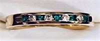 14k Yellow Gold Emerald & Diamond Ring