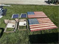 WOODEN AMERICAN FLAGS, STOOLS