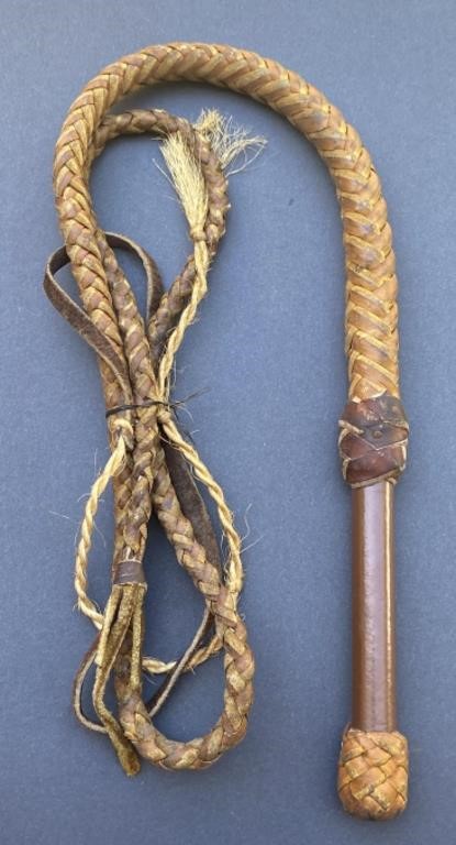 Leather Braided Cord Bull Whip