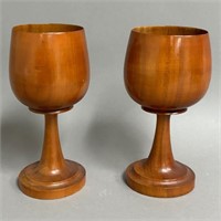 Pair of Wooden Wine Glasses