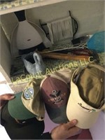 hats, hammer misc junk drawer items