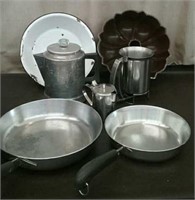 Box-Fry Pans, Bundt Pans, Percolator,  Creamers