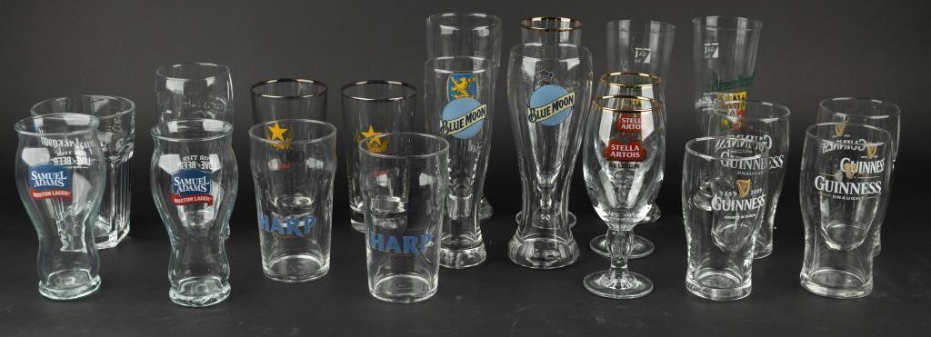 Lot Of 20 Beer Glasses All Brands All Shapes